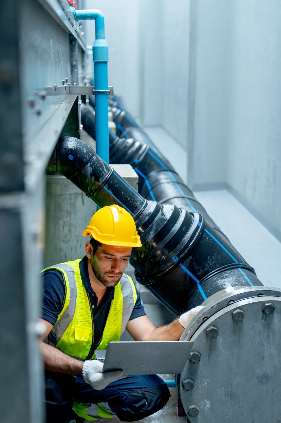 Montage av ventilationskanaler i en industrilokal